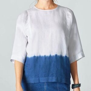 J. Jill Dip Dyed Linen Top Women’s Size XL Lightweight Beach Boho Lagenlook